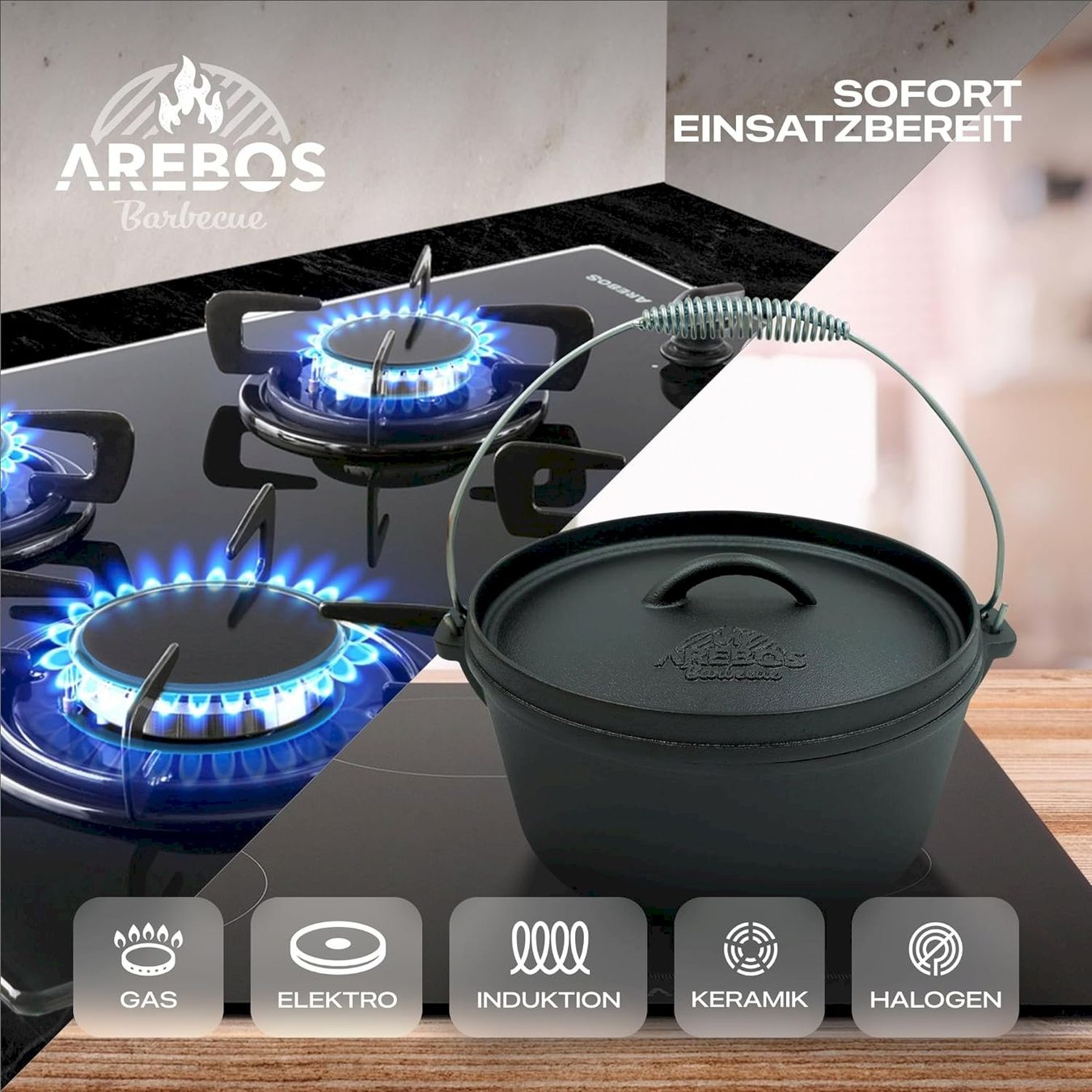 Pentole: AREBOS Dutch Oven BBQ Set 9 tlg – Nuovo e nell'imballaggio originale da Bottighofen venduto da zaap 6
