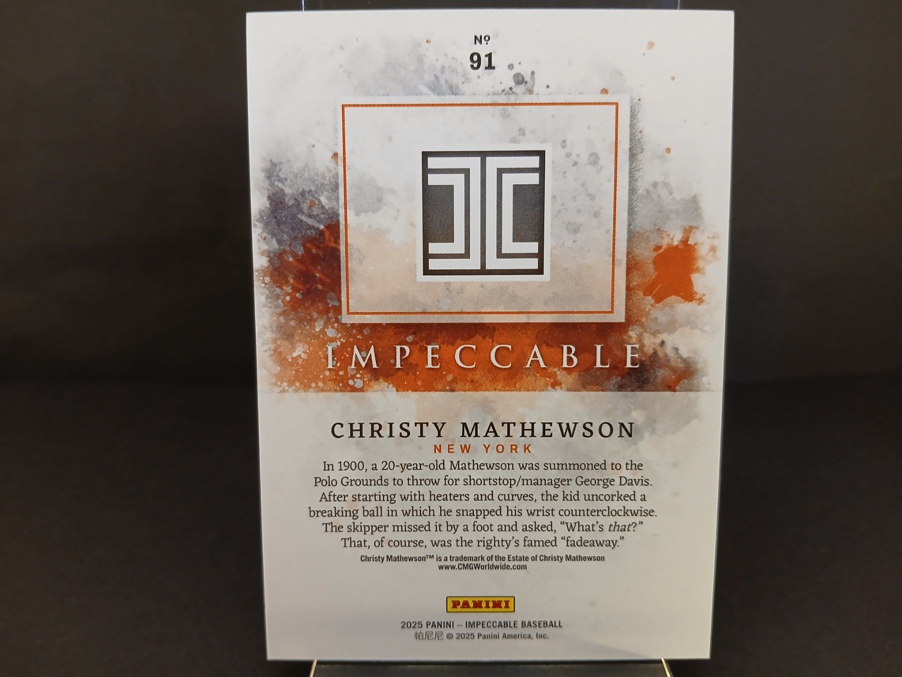 Panini Carte collezionabili: Panini Impeccable Baseball  Christy Mathewson /35 Mets – Nuovo (secondo la descrizione) da Schaffhausen venduto da Hariyama 1
