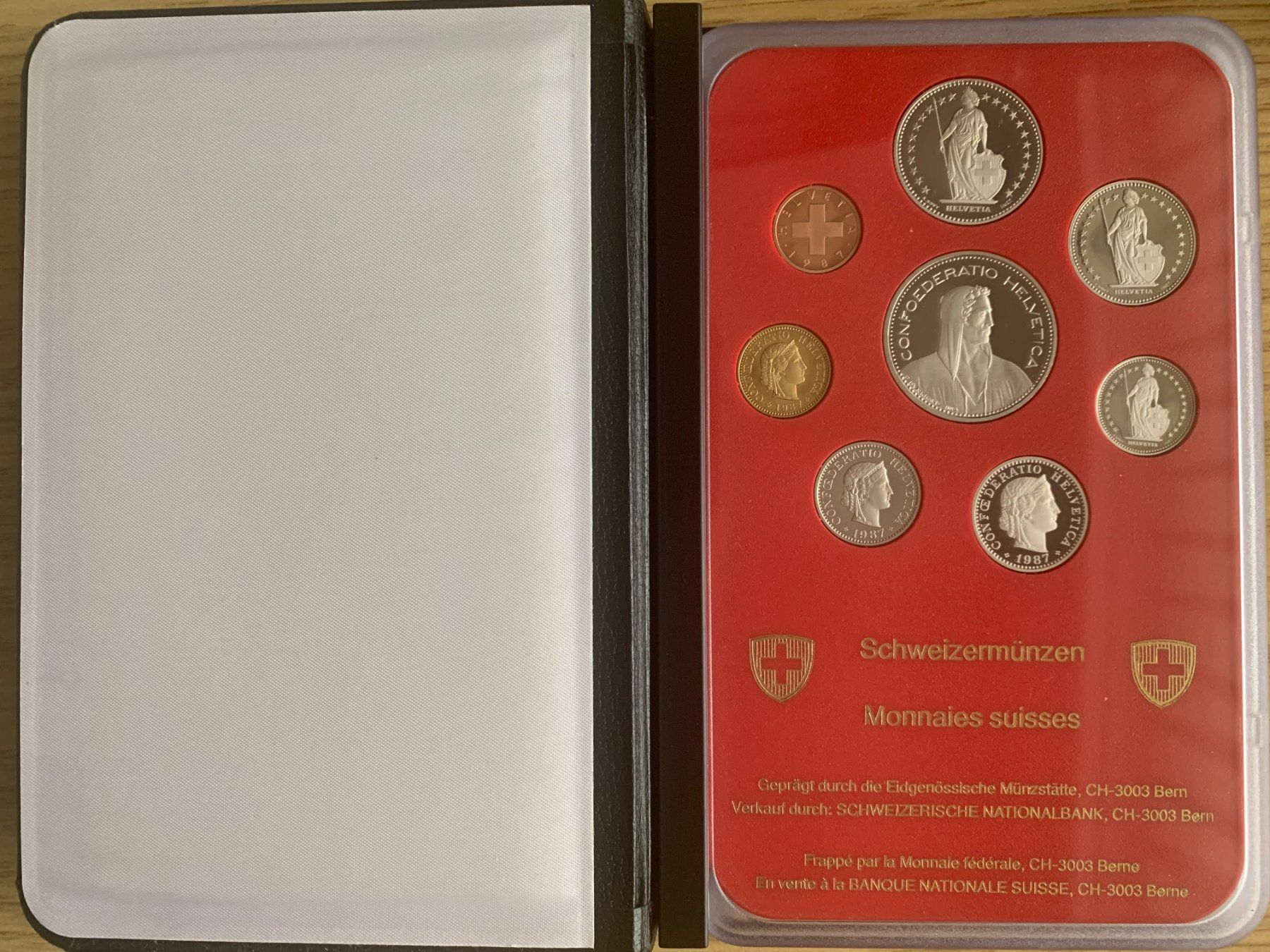 Tutti le monete: CH Münzsatz 1987 - polierte Platte / PP – Nuovo e nell'imballaggio originale da Gundetswil venduto da Egro01