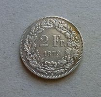 Schweiz ++ 2.- Franken 1879, gute Erhaltung