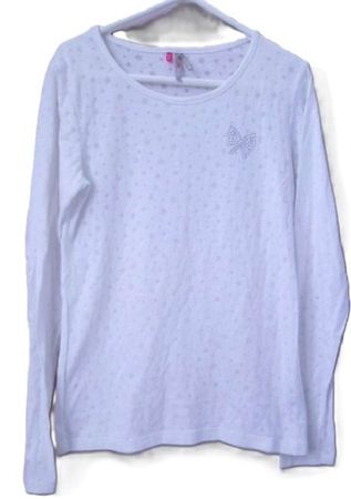 Gr. 134 140 s.Masse l'arm Shirt leicht weiss Maschenmotive