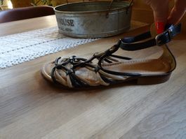 Echt Leder Sandalette schwarz-beige Arriva Gr. 40 - 426185