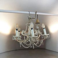 Vintage Maria-Theresia Lüster 6-flammig mit Glasarmen
