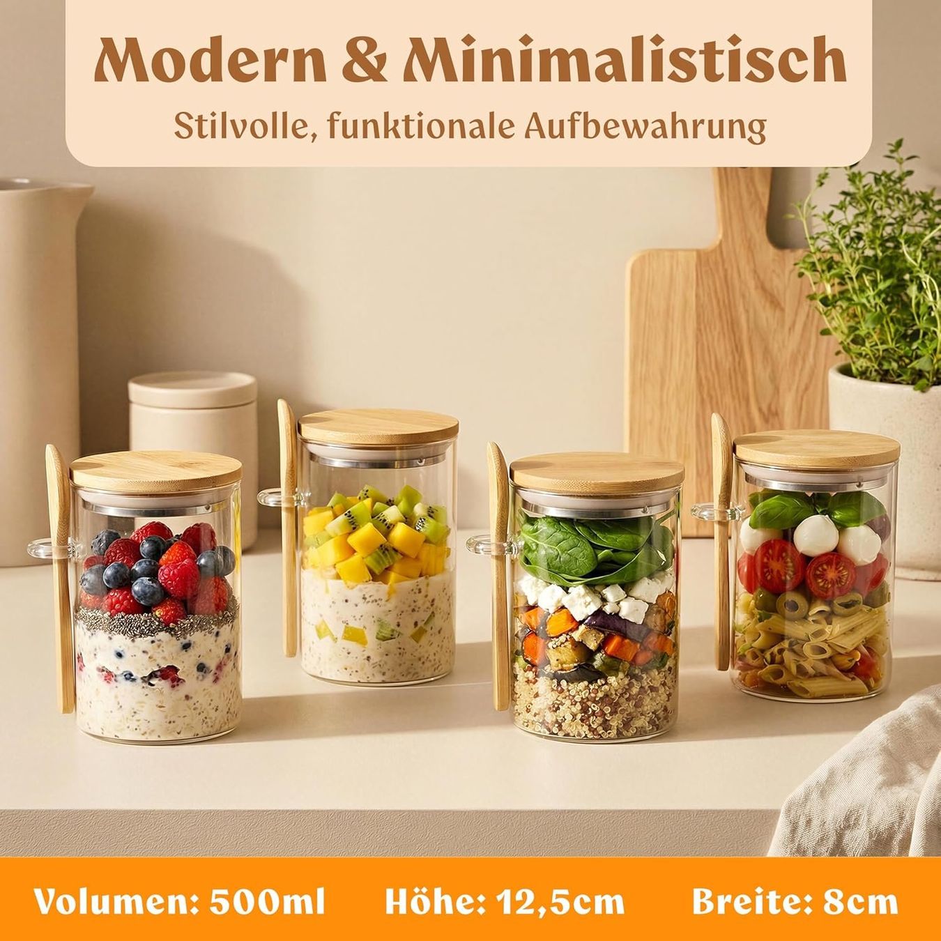 Gläser: Overnight Oats Gläser Set mit Deckeln und Löffeln – Neu und originalverpackt aus St. Gallen von sch_zsz7 1