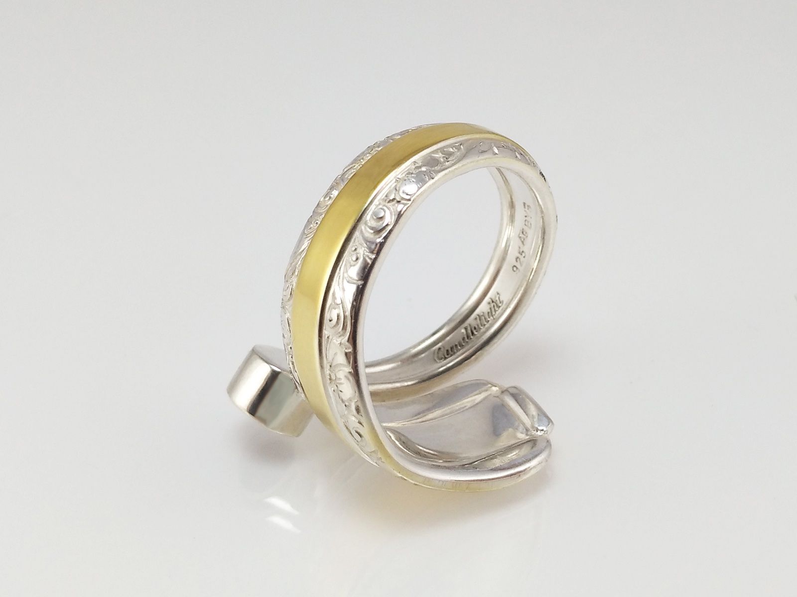 Anelli: Offener Jugendstil Silberring (teilvergoldet) mit Granat – Nuovo e nell'imballaggio originale da Meilen venduto da Byrd-bijoux 5