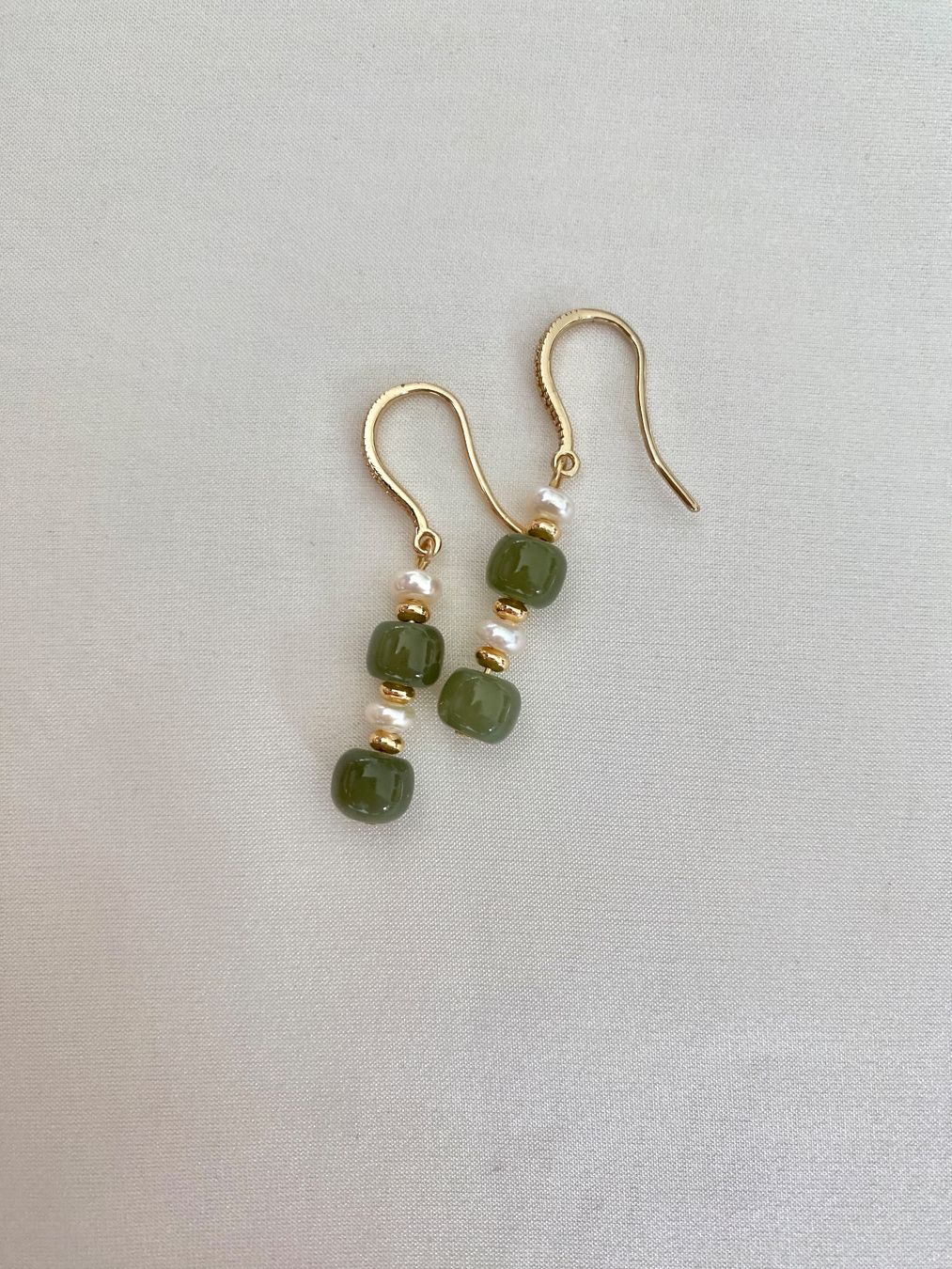 Catenine: Süsswasserperlen Jade Kette mit Ohrringe echte – Nuovo e nell'imballaggio originale da Sarnen venduto da yingsperlen 1