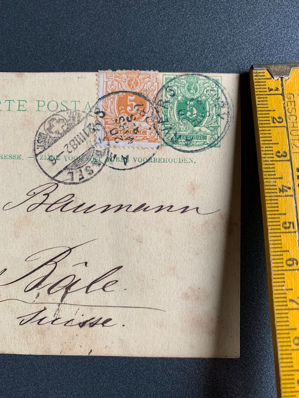 Ansichtskarten: Alte Postkarte von 1882 Antwerpen nach Basel – Gebraucht aus Erlenbach ZH von Ritschly