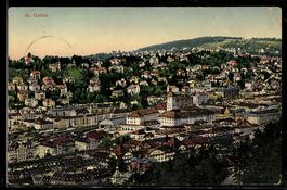 AK St. Gallen, Panorama der Stadt aus der Vogelschau