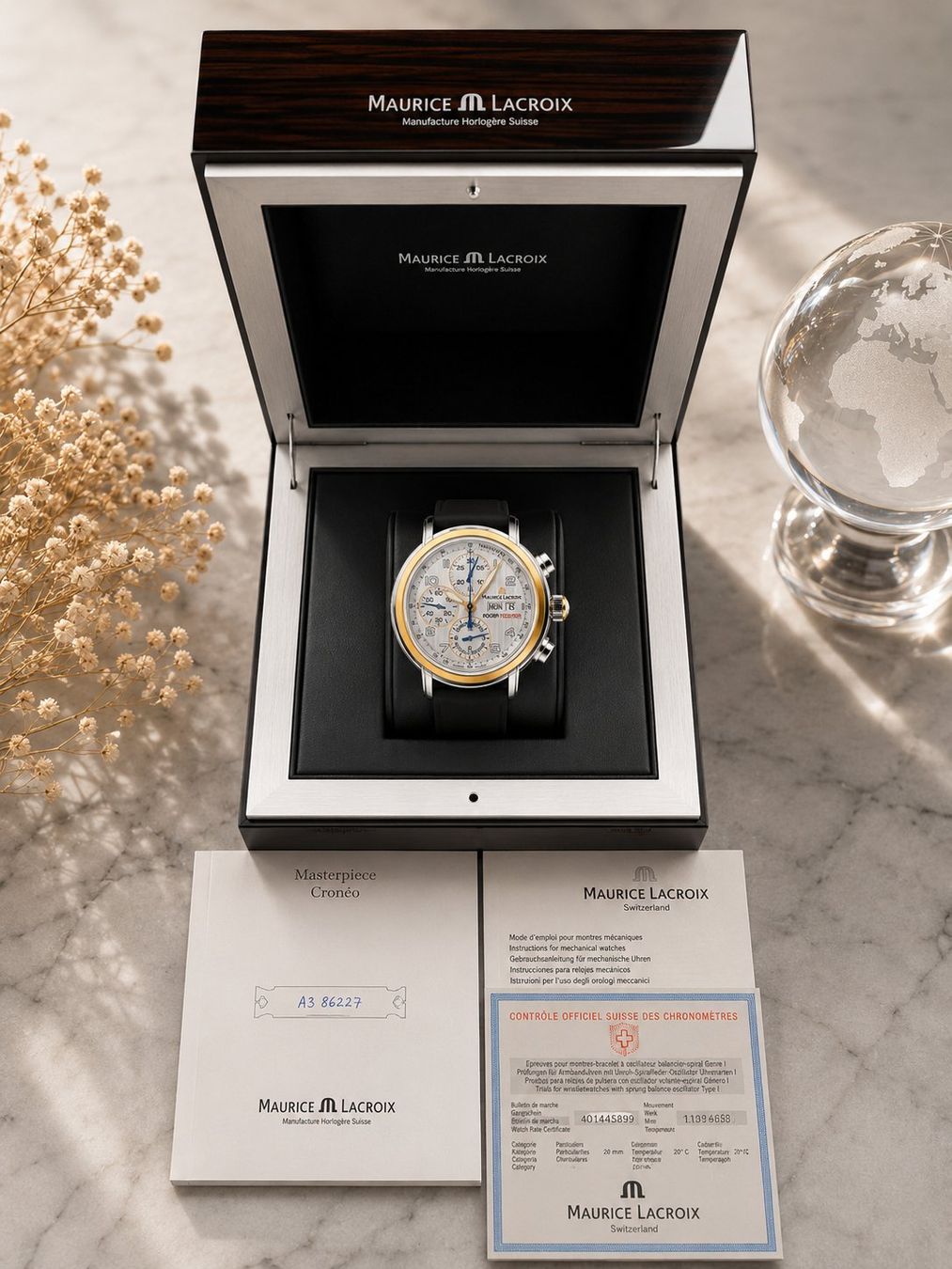 Maurice Lacroix Orologi: Maurice Lacroix Masterpiece Roger Federer Croneo MP6128-PS10 – Nuovo (secondo la descrizione) da Biel/Bienne venduto da gre_c2g8 1