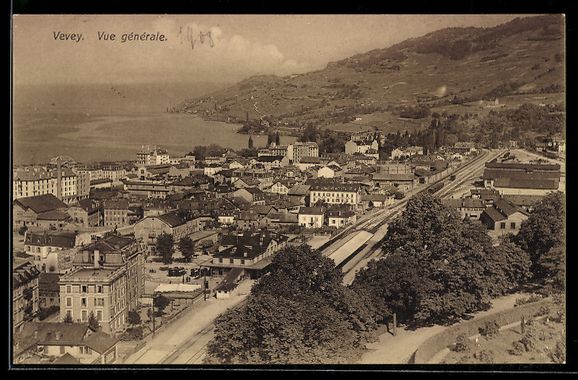 Cartoline postali: AK Vevey, Vue générale – Usato da Berlin venduto da bartko-reher