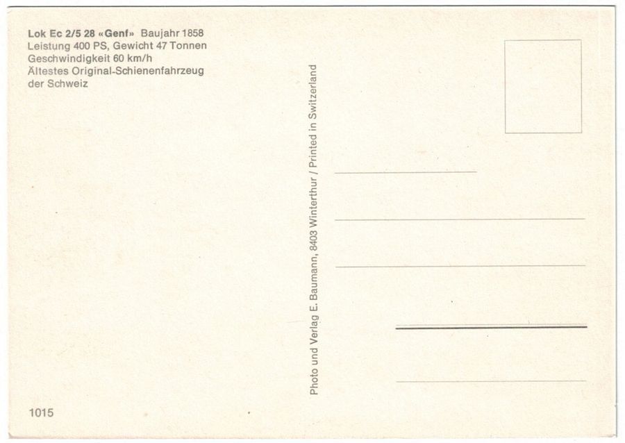 Cartoline postali: Lok Ec 2/5 28 "Genf" – Usato da Frauenfeld venduto da POML 1