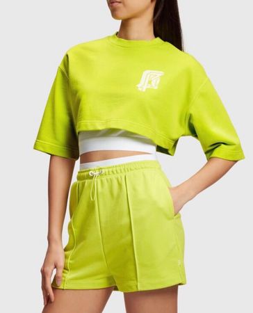 2-in-1 Sweat Set: Lime yellow mit Logo-Print