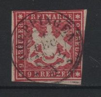 Württemberg 1859 Michel Nr. 14 o Katalogwert: 100.00 €