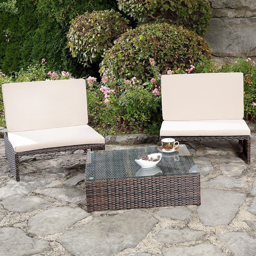 Set di tavolo e panche: Polyrattan Gartenset - 2 Sessel + Tisch – Nuovo e nell'imballaggio originale da Bottighofen venduto da zaap