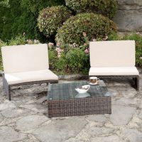 Polyrattan Gartenset - 2 Sessel + Tisch