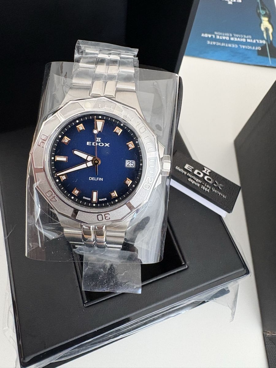 Edox Orologi: Edox Delfin Diver Date 38 Diamonds – Nuovo e nell'imballaggio originale da Zürich venduto da Peter_Sz 2