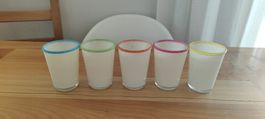 Lot de 5 verres blancs opaques - 25 cl