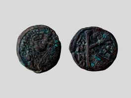 AB 1.- Byzanz Mauricius Tiberius Halbollis 582-602 Bronze