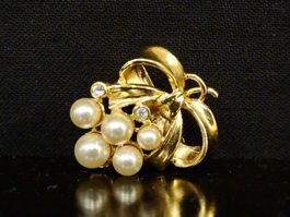 Vintage Anhänger Kettenclip Kettenverkürzer Gold Perle