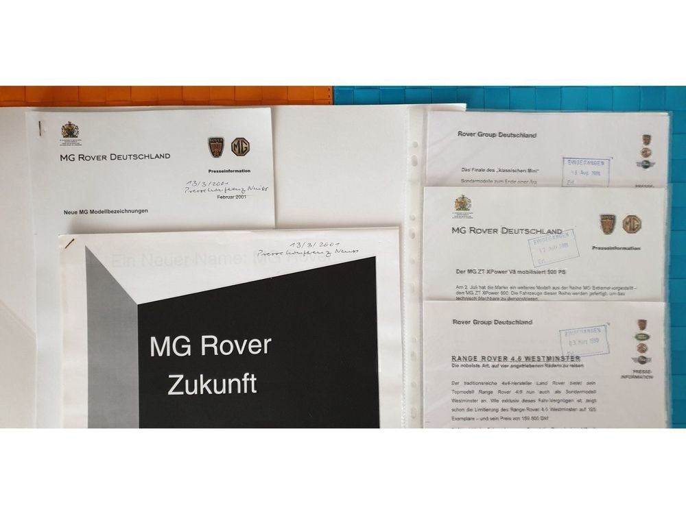 Revues & Magazines: MG ROVER - Archiv / Pressemappe /Bilder / Prospekt – D'occasion à Viganello par CARLiteratur 2