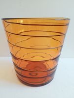 Vintage Glasvase Orange Amber 17.5cm Mid-Century Mundgeblase