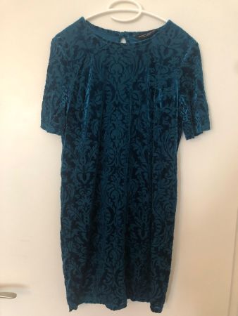 Kleid, Türkis, in Samtoptik - Grösse M