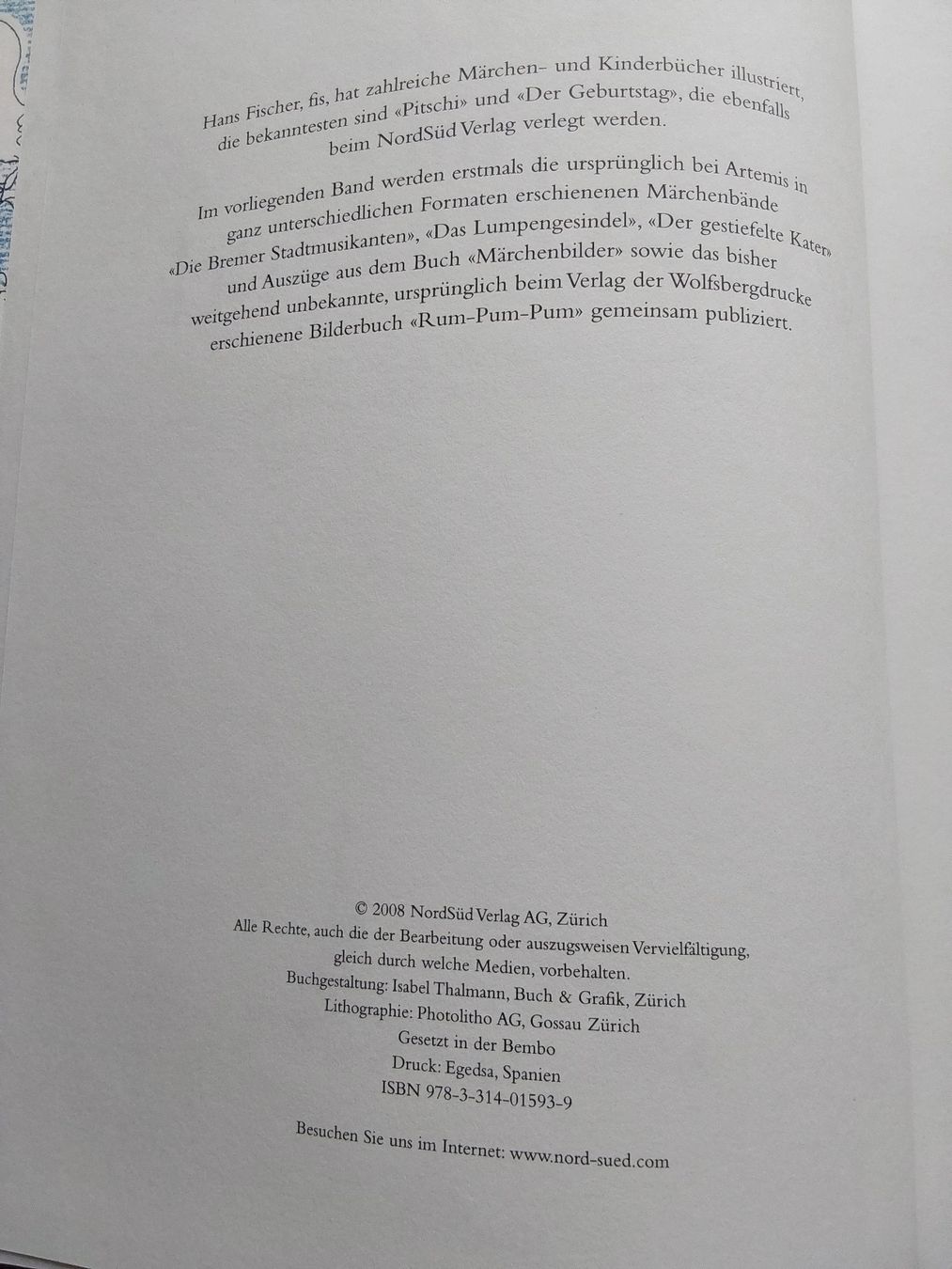 Bücher: Hans Fischer Märchenbuch mit 143 Seiten.  – Gebraucht aus Steinach von Chilli1957 1