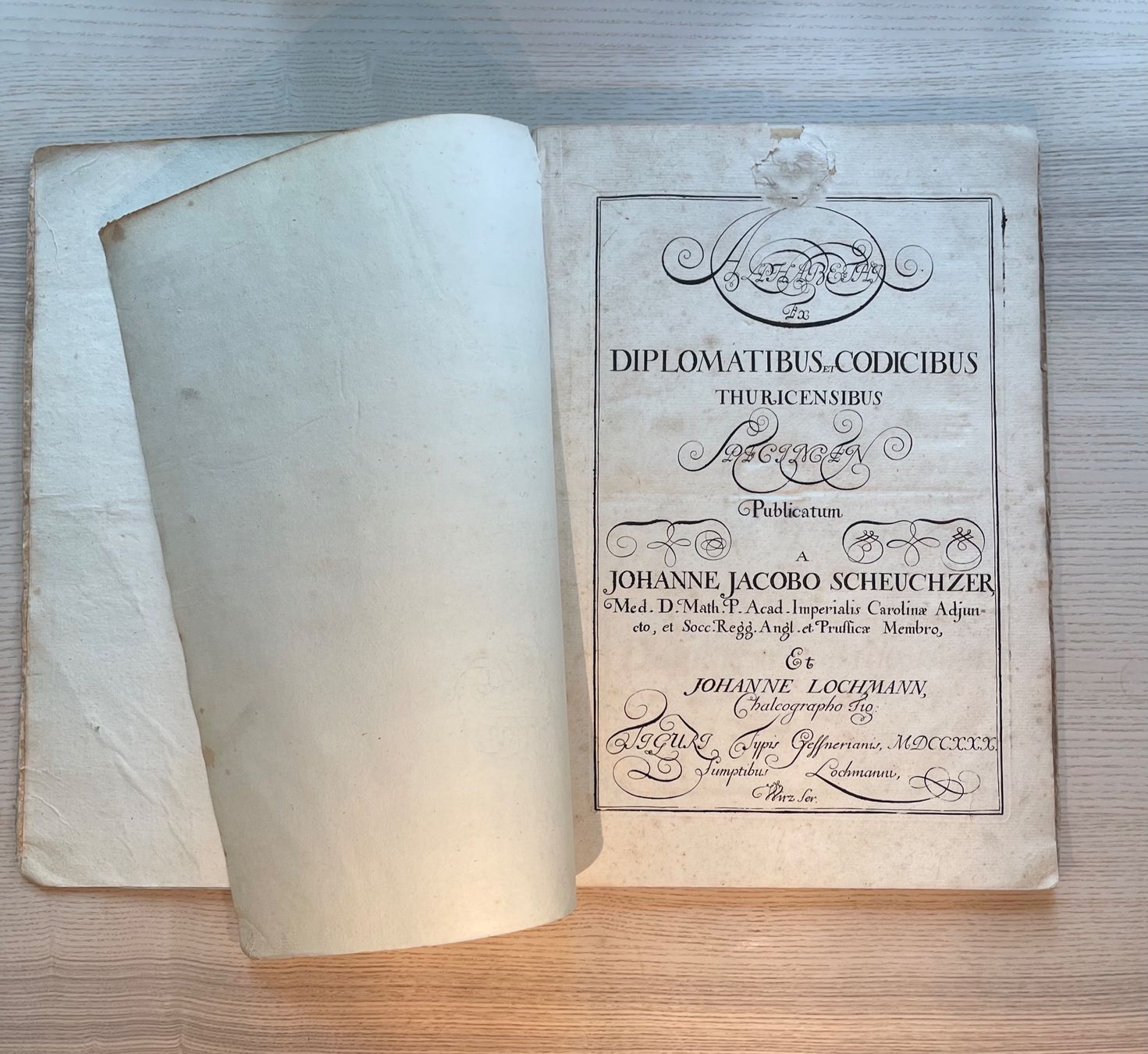 Libri: Scheuchzer, Alphabethi ex diplomatibus 1730 – Usato da Bern venduto da xberg36