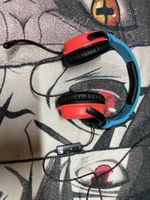 Headset blue red with microphone used condition