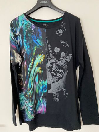 Marc Cain oversize Bluse Shirt BW Seide Gr S neuwertig
