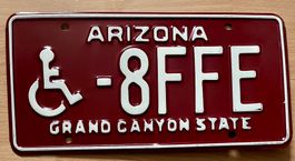 Arizona Nummernschild 8FFE Grand Canyon State