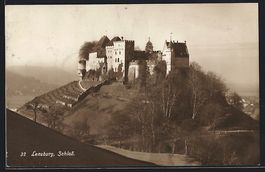 AK Lenzburg, Blick zum Schloss, 1918