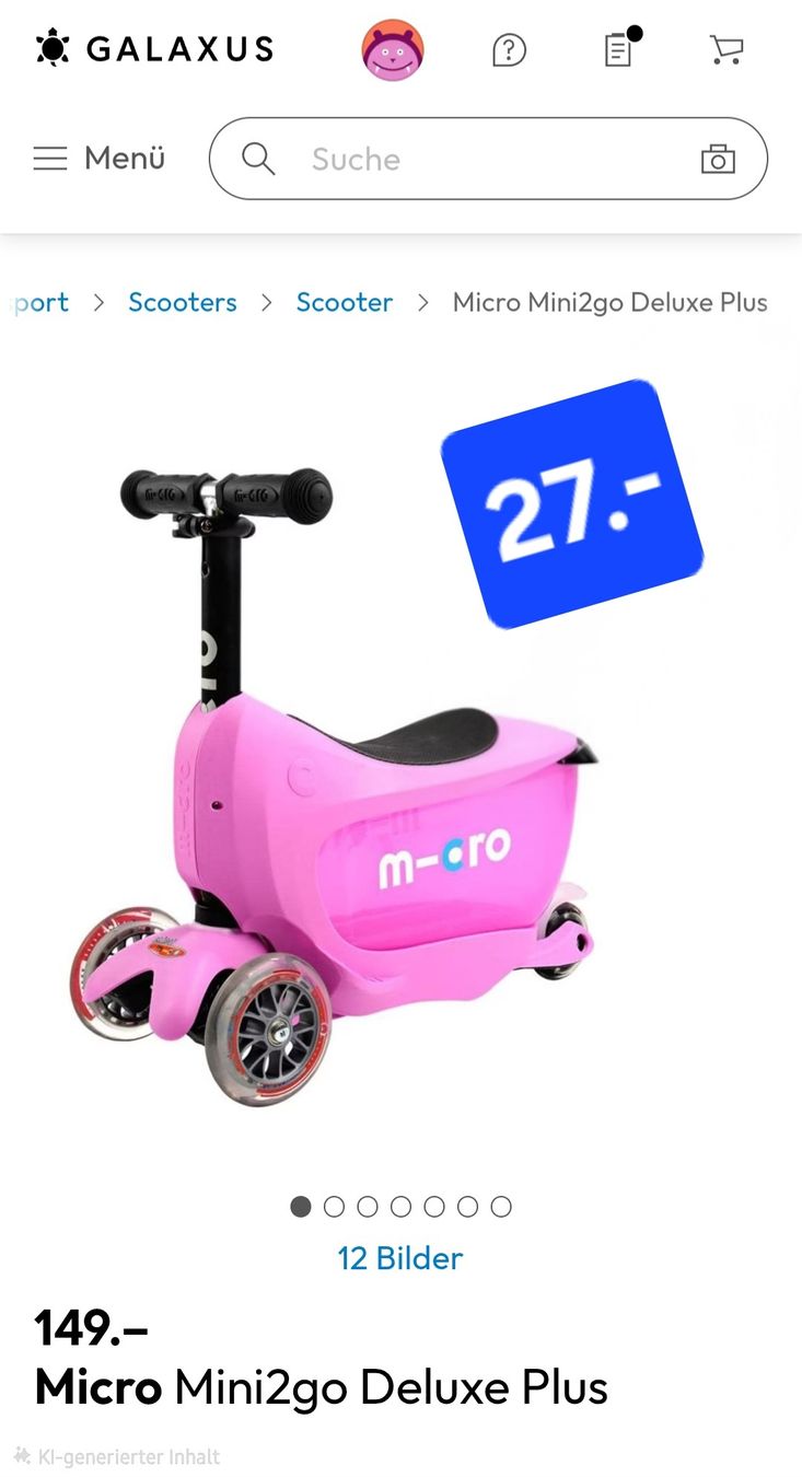 Micro Kickboard: Micro Trottinett  Mini2go Deluxe Plus  – D'occasion à Steinmaur par DS89