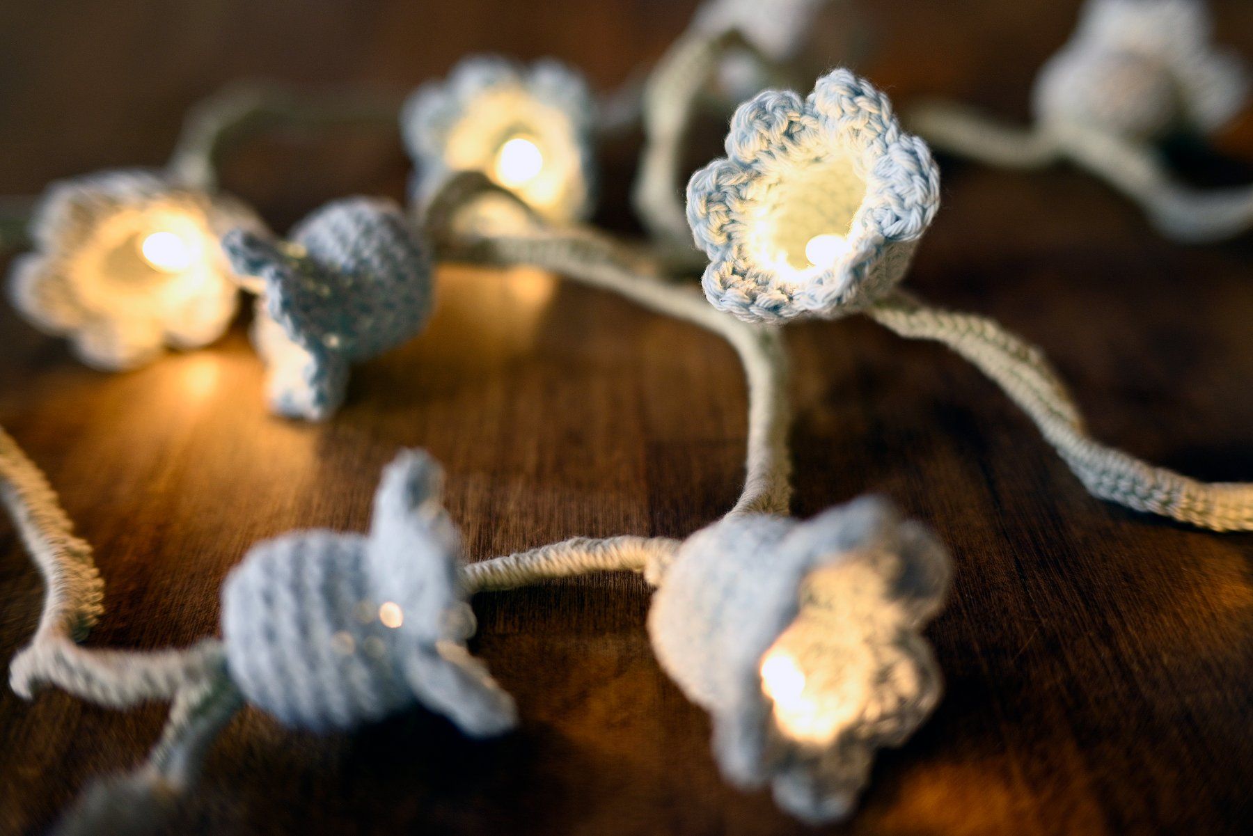 Ghirlande e barre luminose: Gehäkelte Bluebell Lichterkette – Nuovo (secondo la descrizione) da Grosswangen venduto da Shateiel 4
