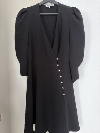 Morgan Dress Black Size 38 V-Neck Button Detail