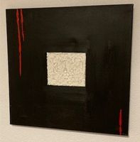 Acrylbild schwarz, weiss mit rot, handgemalt