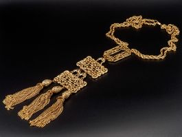 Vintage ornamentales Statement Collier; filigran goldfarben