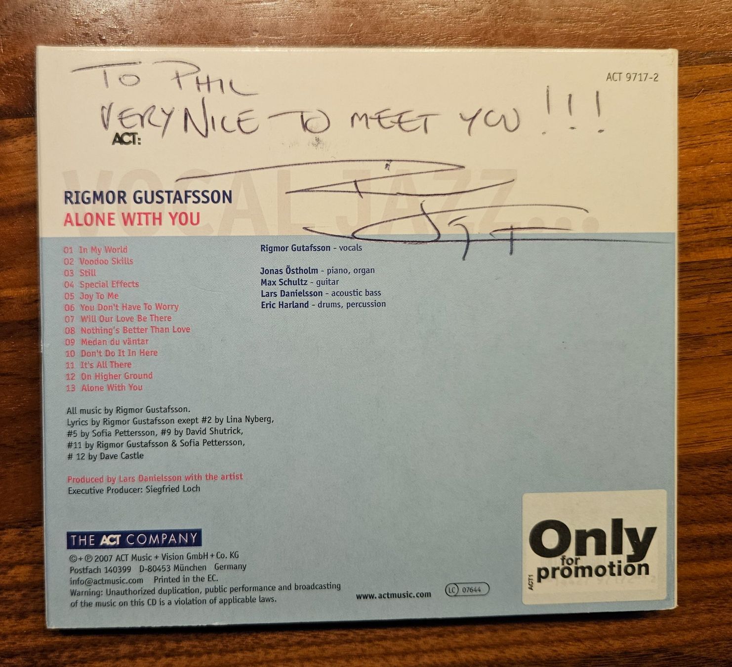 CDs: CD Rigmor Gustafsson: Alone with you – D'occasion à Zürich par phillyboy2007 1