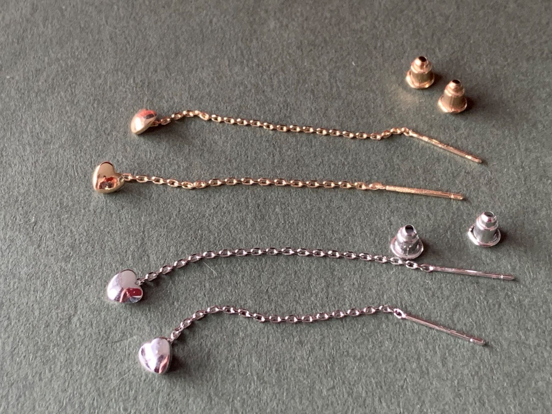 Boucles d'oreille: fadenohrringe HERZ gold oder silber – D'occasion à Laufen par Bellebellezza 3