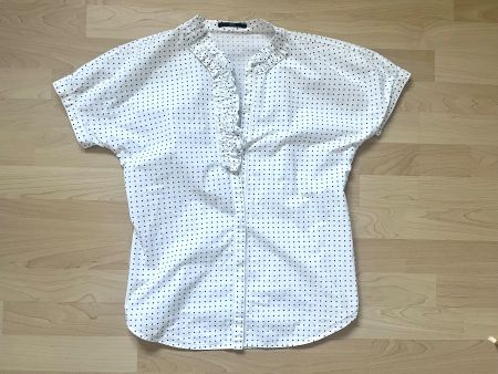 Boss: Bluse, kurzarm, Punkte, dunkelblau/weiss, 36 38
