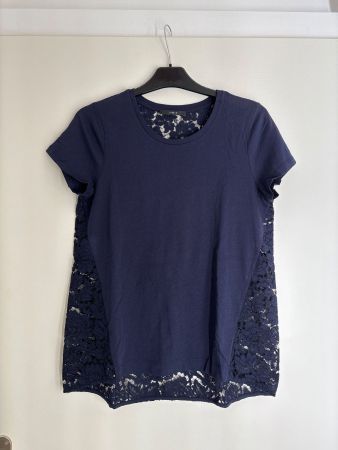 Sommerliches Shirt von Set mit Spitze, dunkelblau, Gr. 34