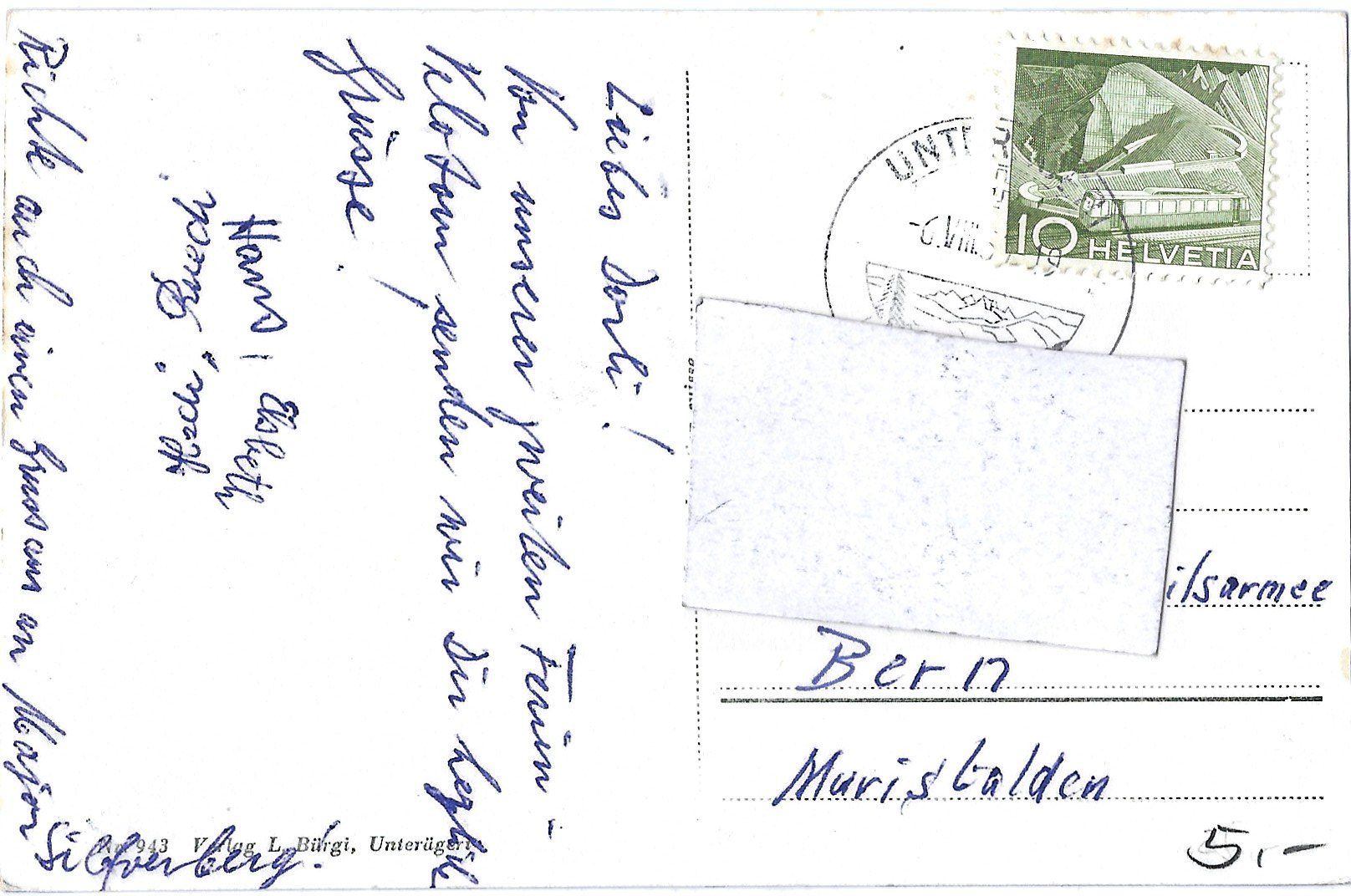 Cartoline postali: U N T E R A E G E R I – Usato da Bütschwil venduto da Jackson1A 1