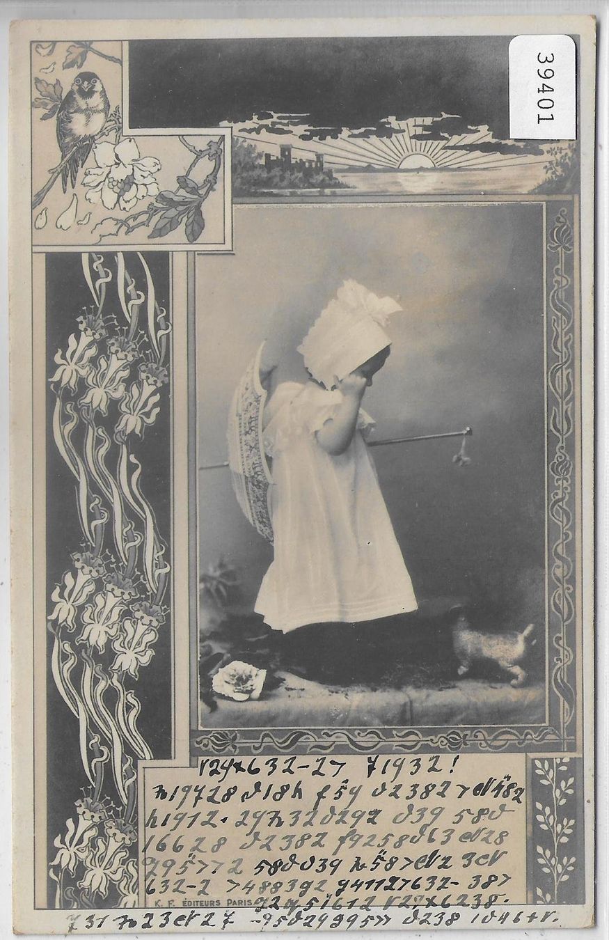 Cartoline postali: Kleines Mädchen mit Regenschirm - Geheimschrift – Usato da Ettingen venduto da Kartenplanet