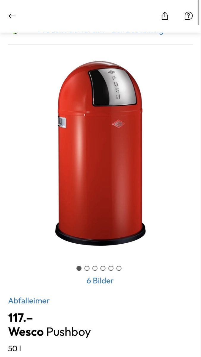 Wesco Cestini per rifiuti: Wesco Pushboy Abfalleimer Rot – Usato da Basel venduto da zuchetti 1
