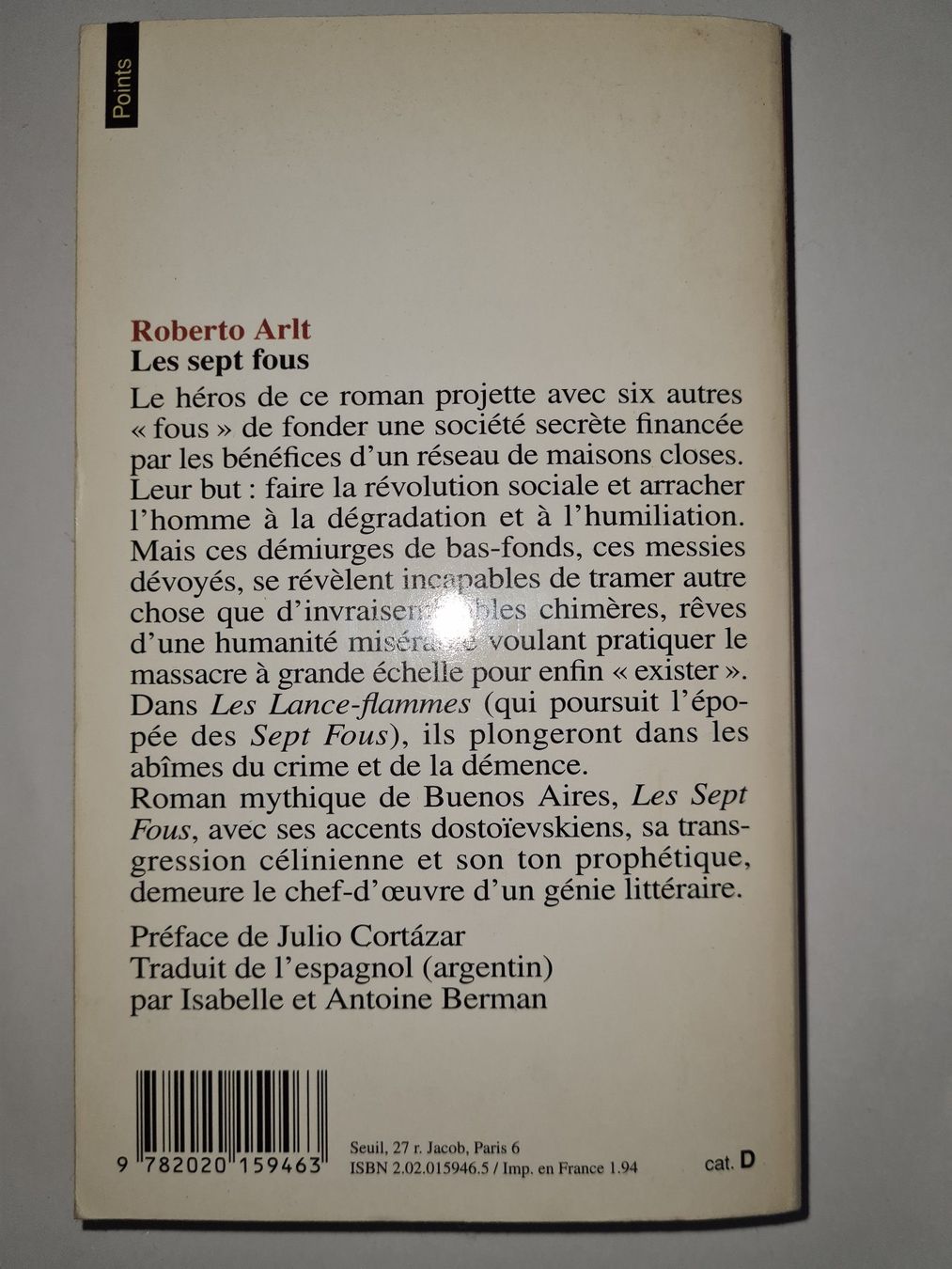 Libri: "Les sept fous" de Roberto Arlt – Usato da Zürich venduto da pleco12 1