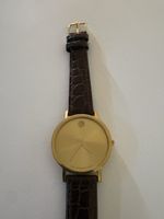 Movado Damenuhr vergoldet Lederarmband guter Zustand