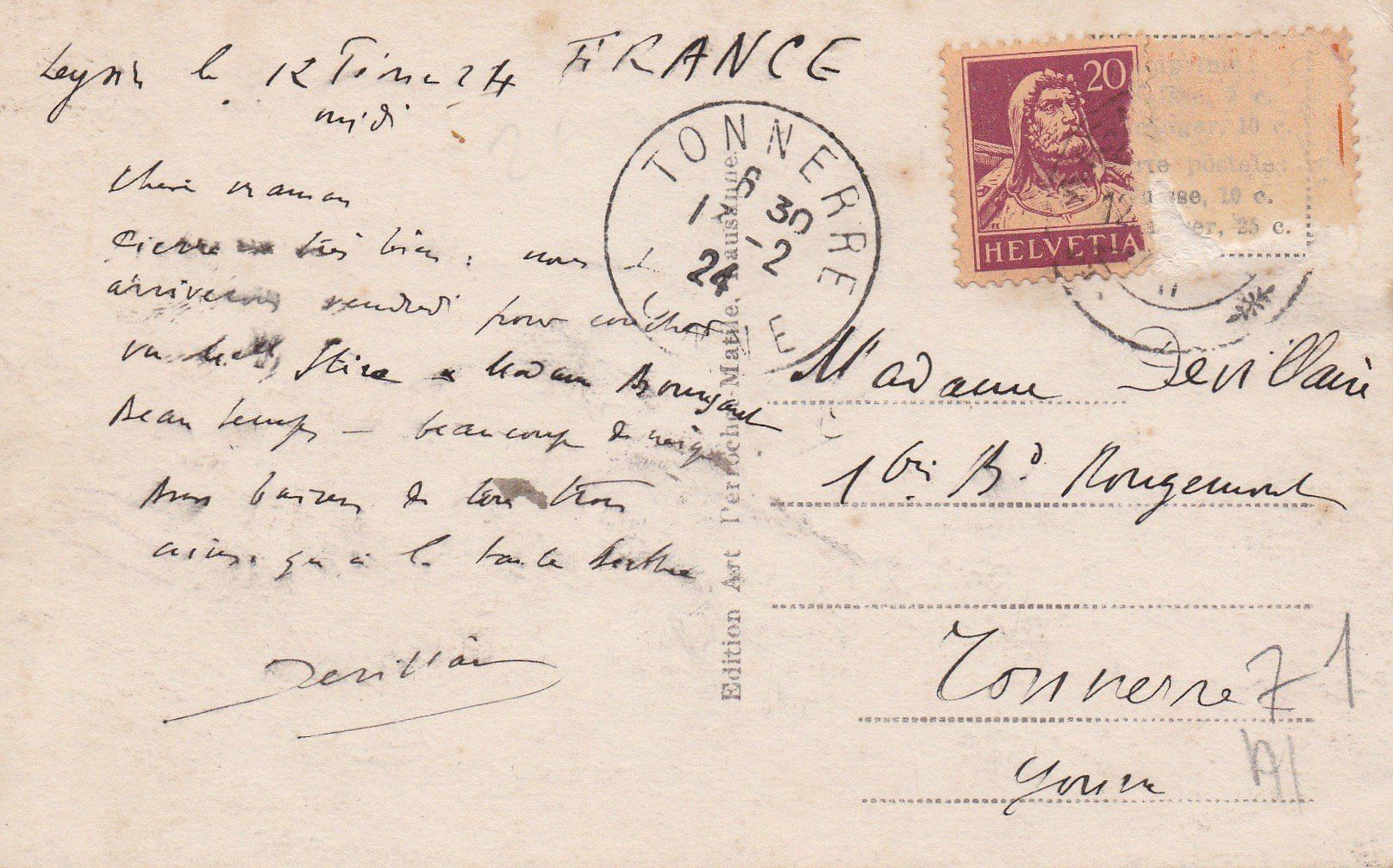Cartoline postali: AK - Leysin-Fexdex - gel. 12.2.1924 – Usato da Fribourg venduto da schnalla92 1