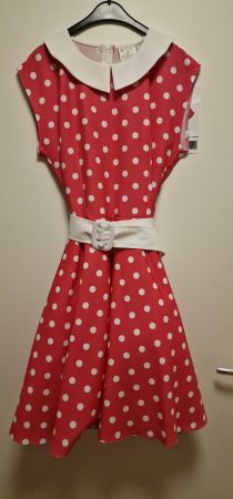 Rock'n'Roll Kleid - Petticoat - Rockabilly Pink/Weiss Gr.164