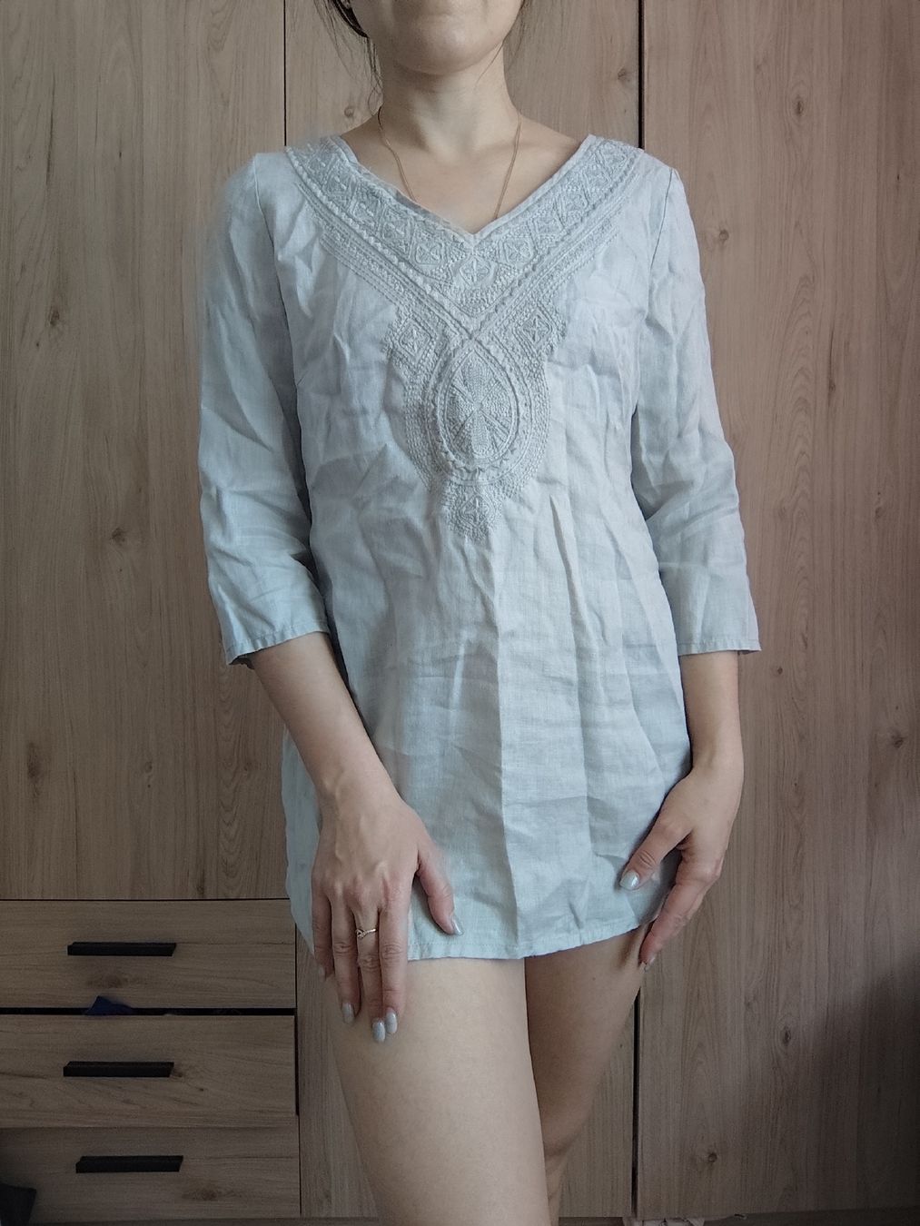 Top: Maddison Linen leinen Tunic Top 38 – Usato da Mägenwil venduto da VintageGirly