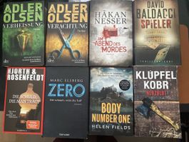 8 Thriller und Krimis - 6 Bücher davon gebunden - Paket 12